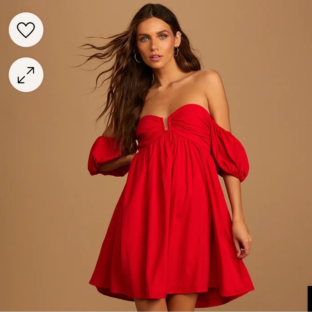 NEW WITH TAGS LuLus Off the Shoulder Red Dress Sizes Extra Small and Small